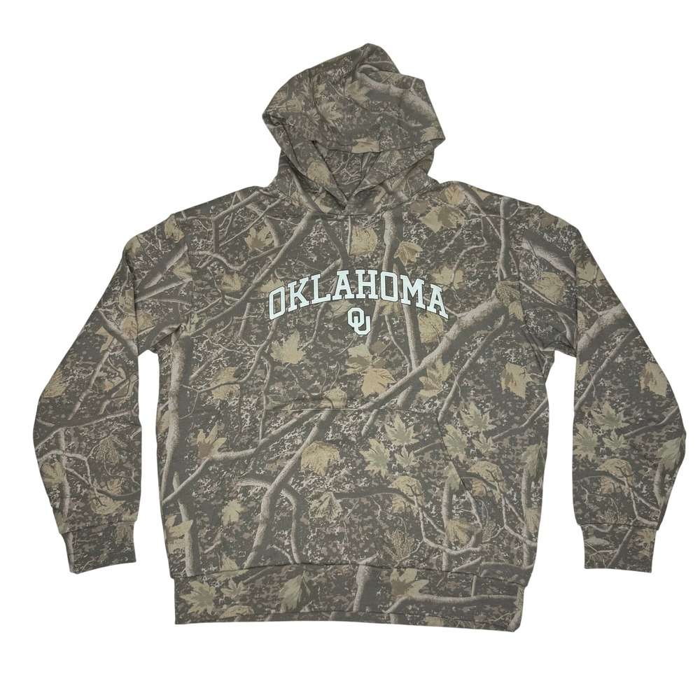 Uscape Oklahoma Sooners OU Back Bay Camo Fleece Hoodie Men's Medium NWT